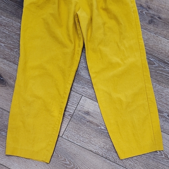 Boden Ochre Mustard Yellow Paperbag Waist Linen Blend Chinos Boho Preppy Indie 6 - Picture 4 of 9